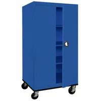 SANDUSKY Shelf Cabinet: Casters, 36 in x 24 in x 72 in, Recessed, Three-Point Locking, 3 Shelves