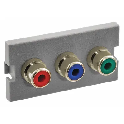 HUBBELL PREMISE WIRING IMCRS1GY 3-Port RCA Audio/Video Jack with Frame, Gray - Audio-Video Jacks with Frames