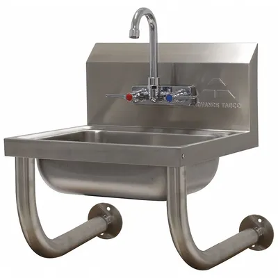 ADVANCE TABCO Hand Sink: 1 Stations, 5 in Bowl Dp, 14 in Bowl Lg, 10 in Bowl Wd - One-Station Wall-Mounted Hand Sinks with Faucets
