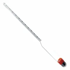 Baume Plain Form hydrometer for measuring specific gravity of liquids heavier than water. Plastic construction with 49/61 range and 0.2 scale divisions. Overall height 9 7/8 in. Suitable for use in chemical processing, wastewater treatment, and quality control laboratories.