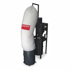 Central cyclone-style wood dust collector with 2,600 cfm airflow, operating on 230/460V AC. Features a drum collection system and operates at 83 dBA. Designed for industrial dust collection from woodworking machinery such as saws and sanders.