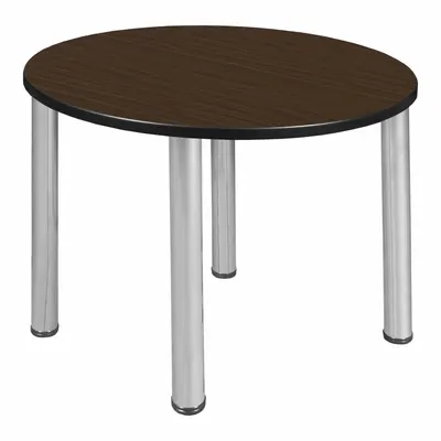KEE Cafe/Breakroom Table: Laminate, Walnut, 29 in Overall Ht - Max, Circle - Cafe & Breakroom Tables