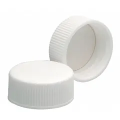 White opaque polypropylene screw cap with 24-400 mm thread size. Supplied in a pack of 200 closures. Suitable for sealing glass or plastic containers with matching neck finish in laboratory and storage applications.