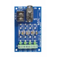 Plastic power distribution board for 12 to 28V DC systems. Distributes input power to multiple outputs, simplifying wiring in access control and security installations. Suitable for low-voltage DC power routing in control panels