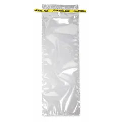 Clear standard sterilized bag with 42 fl oz (1.24 L) capacity and 15-inch overall length. Meets USDA standards. Used for collecting and transporting liquid or solid samples in laboratory, food processing, agricultural, and environmental applications.