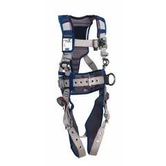 Unisex vest-style harness designed for fall arrest and work positioning applications. Features quick-connect buckles and Revolver torso adjustment for secure fit without rethreading. Gray color. Suitable for general use at height in construction, maintenance, and industrial settings.