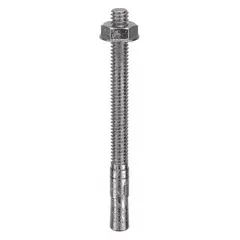 RED HEAD WW-1432 wedge anchor made from 18-8 stainless steel for corrosion resistance. Measures 1/4 in diameter with 1/4"-20 thread size, supplied in a 100-pack. Designed for fastening into solid concrete in outdoor, marine, or industrial settings.