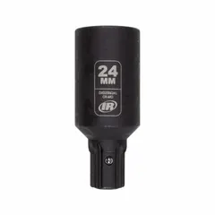 This 24 mm metric impact socket features a 6-point deep profile with an overall length of 2 61/64 inches. Designed for use with impact wrenches in heavy-duty fastening applications, it is suitable for automotive, industrial, and maintenance tasks requiring secure engagement on stubborn bolts and nuts.