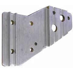 This right-hand wheel bracket is a material handling replacement part designed for use with B & P Manufacturing equipment. It is compatible with manufacturer model number A12-B10-CA1-D12-NA. Commonly used in industrial conveyor or cart systems to support and align wheels.