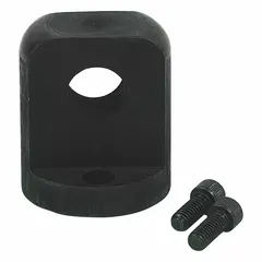 Base clevis attachment for 25-ton capacity jacks. Overall length 3.31 inches. Provides a clevis-style connection point for lifting or positioning loads in industrial maintenance, construction, and heavy equipment repair.