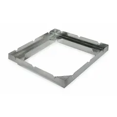 Galvanized steel roof-curb adapter for downblast fans. Adapts a 34-inch fan base to fit a 30-inch roof curb. Includes (12) 1/4-20 x 3/4 bolts for installation. Used in commercial ventilation systems to ensure proper fit and airflow.