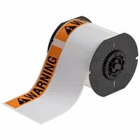 Pre-Cut Label Stock Roll: Warning, 6 in x 4 in, 6 in x 4 in, Polyester, White, Indoor/Outdoor (MPN B33-25-483-ANSIWA)