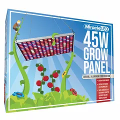 This LED grow light panel operates on 100 to 240V AC and provides a blue spectrum for seed starting applications. It supports selectable spectrum options including blue, full, broad, or red. Suitable for indoor propagation and early-stage plant development in controlled environments.