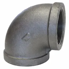 Threaded x Threaded 90° elbow for medium-pressure piping systems. Rated Class 150 with maximum operating pressure 300 psi @ 150° F. Used to change flow direction in industrial plumbing, HVAC, and process lines.
