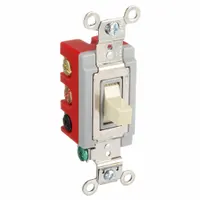 HUBBELL Wall Switch: Toggle Switch, Double Pole/Double Throw, Maintained, Ivory, 120/277V AC, 20 A (MPN HBL1386I)