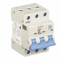 B-Curve, 3-pole UL1077 supplementary protector for DIN rail mounting. Rated 20 A at 480V AC with a maximum interrupting rating of 7.5 kA. Screw clamp terminals. Suitable for overcurrent protection in control panels and equipment branch circuits.