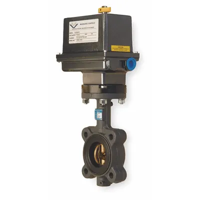 MILWAUKEE VALVE Butterfly Valve: For Gas/Oil/Water Media, Cast Iron, 115V AC, 2 1/2 in Pipe Size - Cast Iron General-Service Electric Butterfly Valves