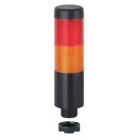 WERMA Tower Light Assembly: 2 Tier, Red/Yellow, No Sounder Tier, 141 mm Overall Ht, Steady, 69823075
