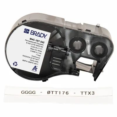 BRADY Sleeve Label: 11/32 in, Polyolefin, White (Matte) - Brady Continuous Sleeve Label Roll Cartridges