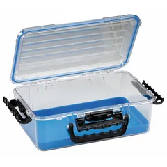 This single-compartment small parts box is made of clear plastic for quick visual identification of contents. It measures 13-7/8 x 9 x 5-1/8 in and has no adjustable dividers. Suitable for organizing hardware, craft supplies, or electronic components in workshops, garages, and industrial settings.