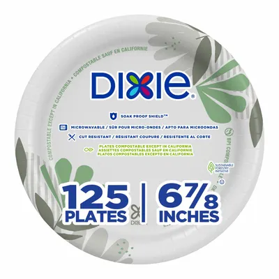 DIXIE Disposable Paper Plate: Multi, Medium-Wt, 6 7/8 in Disposable Plate Size - Paper Plates