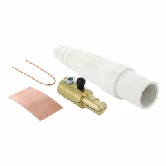 Male inline plug with single set screw termination, rated 400 A at 600V AC/600V DC. White housing, part of the 16 Series. Used for high-current power connections in industrial distribution systems.
