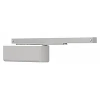 Grade 1 heavy-duty aluminum door closer with track arm, non-hold open function, and adjustable spring size 6. Measures 12 1/8 in length by 2 1/4 in width. ADA compliant for interior use in commercial and industrial applications requiring reliable door control