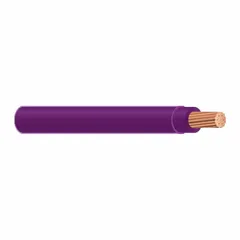 Single-conductor 14 AWG stranded copper building wire with purple THHN/THWN-2 insulation, rated 600 V. Suitable for general-purpose power and lighting circuits in conduit, raceway, or cable tray wiring. Supplied in a 1000 ft length.