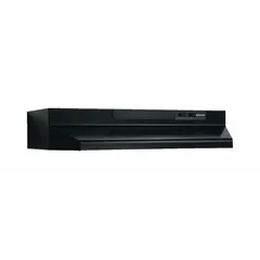 This 30-inch wide residential convertible exhaust and recirculation hood is constructed with a steel housing and features a rectangular duct shape. It includes an aluminum filter and operates on 115V AC with two speeds, delivering 260 cfm at 7 sones. Suitable for removing smoke, steam, and odors from cooking areas in standard kitchen ventilation applications.