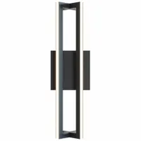 This Cass Wall Sconce delivers 1,800 lumens at 3000K with a 90 CRI, consuming 18 watts on 120V AC. The fixture is dimmable and measures 3-7/8 inches in length with a black finish. Suitable for accent or ambient lighting in commercial and hospitality interiors such as lobbies, corridors, and meeting rooms