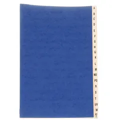 This SKILCRAFT file jacket is made of blue vinyl and measures 8 1/2 inches in height by 11 inches in width. It is designed to hold and protect standard letter-size documents in office filing systems.