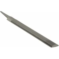 Single-edge-cut, smooth-cut half-round file with double-cut and single-cut profiles. 6 in length without tang. Used for precision material removal and finishing on metal surfaces, including deburring and shaping.