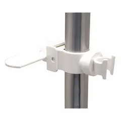 Brass handheld shower mount with chrome finish for slide bar mounting. Connection size 1-1/2 in, overall height 1-3/4 in. Used to hold a handheld showerhead on a slide bar in bathroom installations.