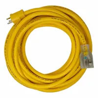 SOUTHWIRE Extension Cord: Outdoor Use, 50 ft Lg, Outlet, 5-20P, 10/3, SJTOW, Yellow, Power Indicator (MPN 26188802)