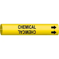 Pipe Marker: Chemical, Yellow, Black, Fits 1 1/2 to 2 3/8 in Pipe O.D., 1 Pipe Markers, With Arrows (MPN 4169-B)