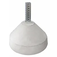 Concrete sign base weighing 125 lb, designed for 2 in x 2 in square posts. Gray concrete construction with integrated square post sleeve for secure post insertion. Used for portable signage in traffic control, construction zones, and parking lots
