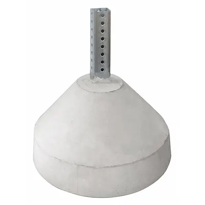 TAPCO Concrete Base with Square Post Sleeve, 125 lb, Gray - Cone Portable Sign Post Bases