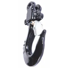 This top hook assembly is a replacement component for Dayton lever chain hoists. It includes a safety latch to help prevent accidental load disengagement. Compatible with hoists rated for 1,500 lb load capacity, it is used to suspend the hoist from an overhead support.