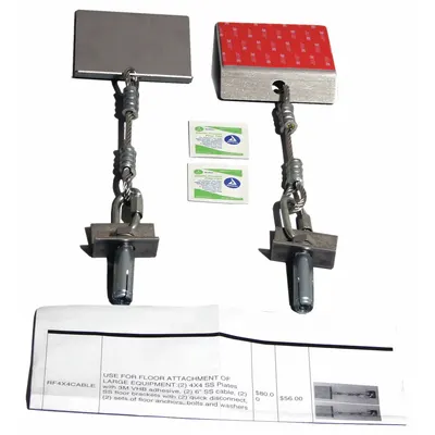 QUAKEHOLD Steel Item-to-Floor Bracing with Stainless Steel Plates - Large- Sized Equipment Straps & Brackets