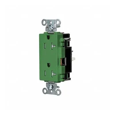 HUBBELL Receptacle: Decorator Duplex, 5-20, Green, 125V AC, 20 A - General Purpose Receptacles