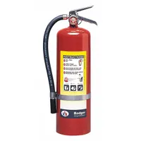 The BADGER B10M is a 10 lb Class ABC fire extinguisher rated 4A:80B:C, using monoammonium phosphate. It is suitable for use on ordinary combustibles, flammable liquids, and energized electrical equipment in industrial, commercial, and warehouse settings