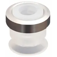 SMC Vacuum Pad: Flat with Ribs, w/o Adapter, 10 mm Pad Dia, Food Grade Silicone Rubber, White (MPN ZP10CS)