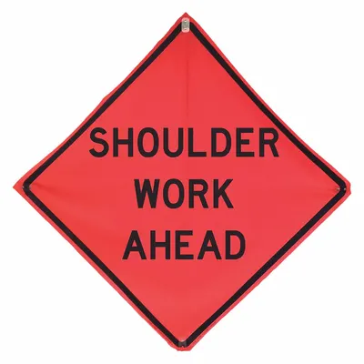 EASTERN METAL SIGNS AND SAFETY Traffic Sign: 48 in x 48 in Nominal Sign Size, Polyester/PVC, 0.015 in - Shoulder Work Ahead Signs