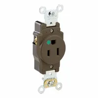 LEVITON Plugs and Receptacles: Hospital Grade, Single, 5-15R, Brown, 125V AC, 15 A, 2 Pole / 3 Wire (MPN 8210)