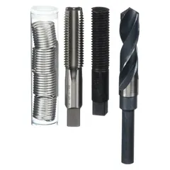 This thread repair kit includes 18-8 stainless steel helical inserts and a 3/4"-10 coarse thread STI tap for restoring damaged internal threads in metal components. The free-running design provides strong, reusable threads. Suitable for general industrial maintenance and repair applications.