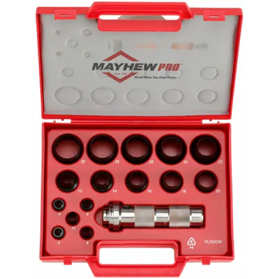 MAYHEW 66004 Metric Hollow Punch Set, 16 Pieces, Case - Gasket Punch Sets