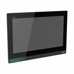 This display module from the Harmony GTO Series features a 19-inch TFT color LCD screen, operating on 12 to 24V DC power. It provides a visual interface for monitoring and controlling industrial automation processes, such as production lines and machinery.