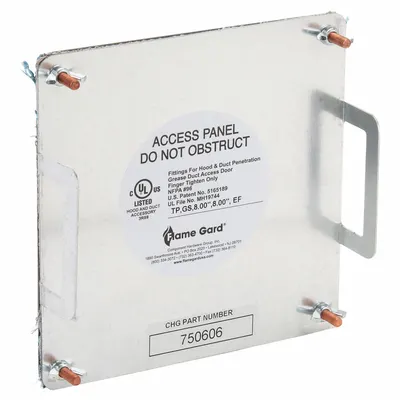 FLAME GARD Duct Access Door: 8 in x 8 in, 16 ga, Steel, Thumbscrews, 2,300°F Max Temp Rating - Fire-Rated Flat Access Doors