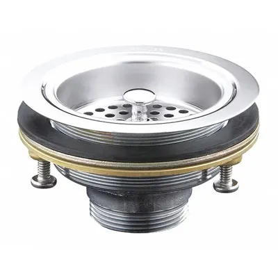 KOHLER Strainer: Brass, Brass, 2 7/8 in Overall Ht, 4 1/2 in Overall Dia, Threaded - Sink Drains with Basket Strainer without Tailpiece