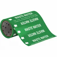 Pipe Marker: Waste Water, Green, White, Fits 2 in and Smaller Pipe O.D., 30 Pipe Markers (MPN 109865)